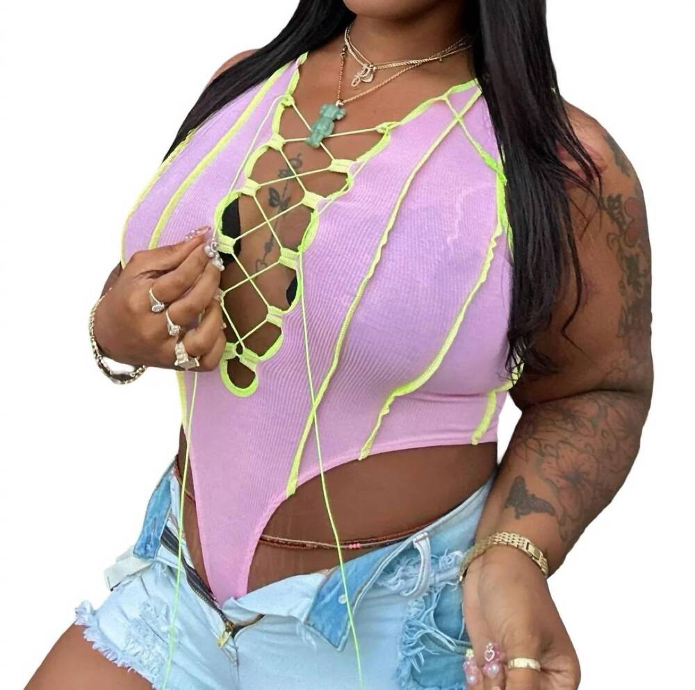 NEW HOT & DELICIOUS a lil picky sleeveless stretch color block ribbed bodysuit i